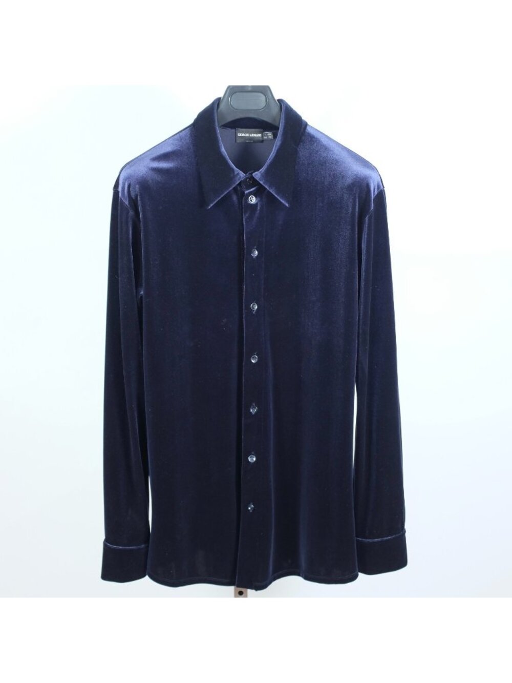 Giorgio Armani Black Label shirt 52 US 42 stretch velvet navy